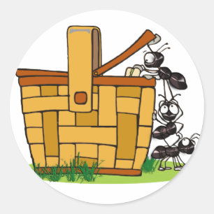 Ameisen-Picknick-Korb Runder Aufkleber