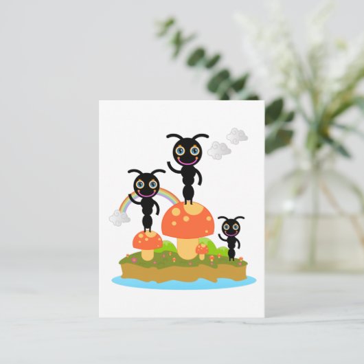 Ameisen und Pilze Postkarte (Stehend Vorderseite)