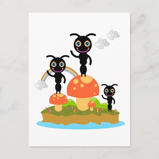 Ameisen und Pilze Postkarte (Vorderseite)