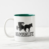 Ameisenleben - Pferd und Buggy amishlife Zweifarbige Tasse (Links)