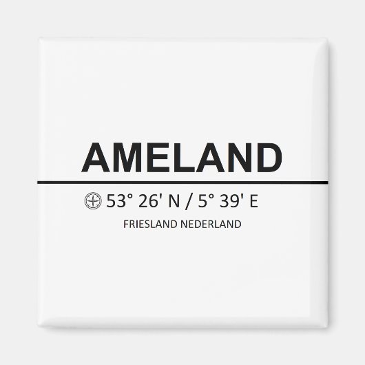 Ameland-Koordinaten - Ameland Coordinaten Magnet (Vorne)