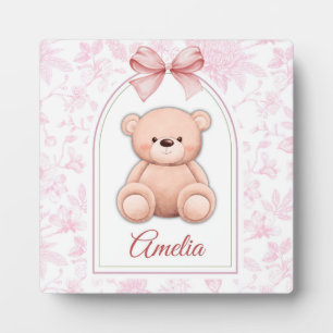 Amelia Benutzerdefiniertes rosa Teddy-Bär-Kinder Fotoplatte