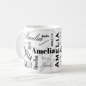 Amelia Benutzername Schwarz Weiß Kaffeetasse (Vorderseite Links)