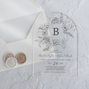 AMELIA Boho-Bogen Botanisches Monogramm Florale Ho Acryleinladungen
