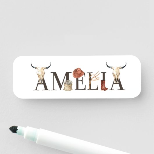 Amelia Cowboy Girl, Western Cowgirls, Cowboy Girl Namensschild (Beispiel)