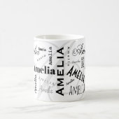 Amelia Custom Name Black White Coffee Mug Kaffeetasse (Mittel)