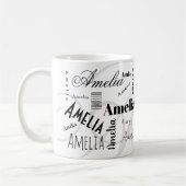 Amelia Custom Name  Black White Coffee Mug Kaffeetasse (Links)