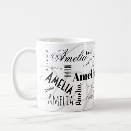 Amelia Custom Name Black White Coffee Mug Kaffeetasse