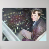 Amelia Earhart Candid Airplane Cockpit Colorized Poster (Vorne)