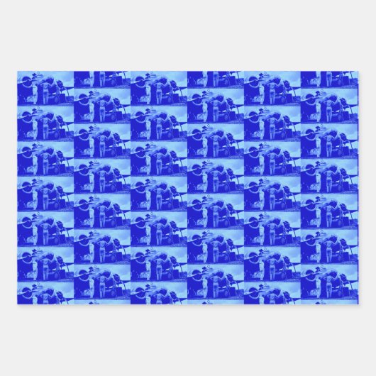 Amelia Earhart Digital Art Blue Tint Geschenkpapier Set (Vorderseite)