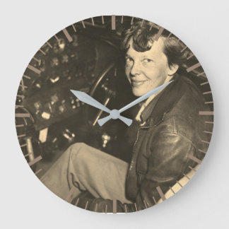 Amelia Earhart Flugzeug Cockpit Foto 1937 Große Wanduhr