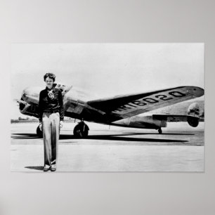 Amelia Earhart Lockheed Electra C 1937 S/W Poster