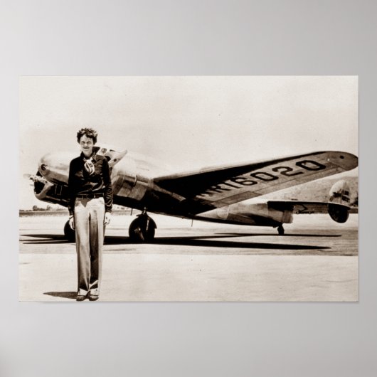 Amelia Earhart Lockheed Electra C 1937 Sepia Poste Poster (Vorne)