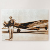 Amelia Earhart Lockheed Electra Circa 1937 Sepia Puzzle (Horizontal)
