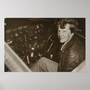 Amelia Earhart Schnappschuss Flugzeug-Cockpit-Foto Poster