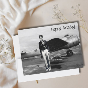 Amelia Earhart Schwarz-weißes Foto, Aviation Birth Postkarte