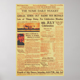 Amelia Earhart sendet Radio Sos Sepia 1937 Post Poster