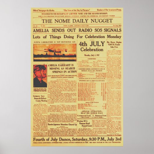 Amelia Earhart sendet Radio Sos Sepia 1937 Post Poster (Vorne)