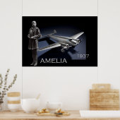 Amelia Earhart und ihr Lockheed Electra-Flugzeug Poster (Küche)