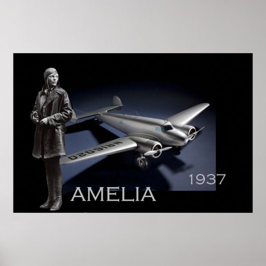 Amelia Earhart und ihr Lockheed Electra-Flugzeug Poster (Vorne)