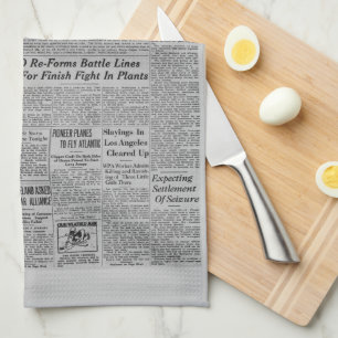 Amelia Earhart Vintage Zeitungsgeschichte Geschirrtuch