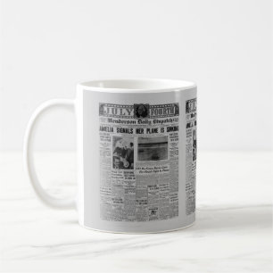 Amelia Earhart Vintage Zeitungsgeschichte Kaffeetasse