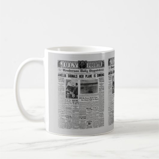 Amelia Earhart Vintage Zeitungsgeschichte Kaffeetasse (Links)