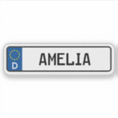 Amelia German Car License Plate Aufkleber (Vorderseite)