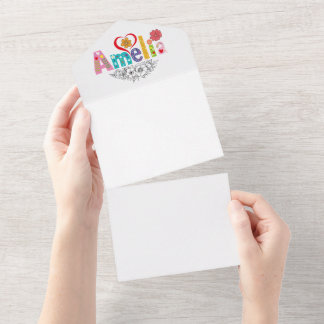 Amelia Girls benennen dekorative Brust All In One Einladung