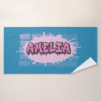 AMELIA Ihr Name Girls Pink Graffiti Hip Hop Badehandtuch