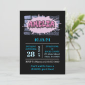 AMELIA Ihr Name Girls Pink Graffiti Hip Hop Einladung (Stehend Vorderseite)