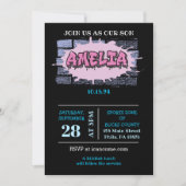 AMELIA Ihr Name Girls Pink Graffiti Hip Hop Einladung (Vorderseite)