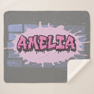 AMELIA Ihr Name Girls Pink Graffiti Hip Hop Sherpadecke
