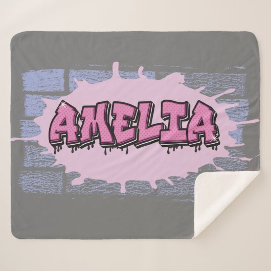AMELIA Ihr Name Girls Pink Graffiti Hip Hop Sherpadecke (Vorderseite (Horizontal))