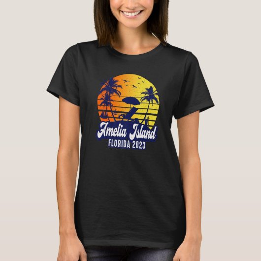 Amelia Island 2023 Florida Sunset Beach Retro Prem T-Shirt (Vorderseite)
