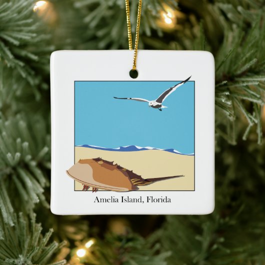 Amelia Island, FL Horseshoe Crab Sea Gull Beach Keramikornament (Baum)