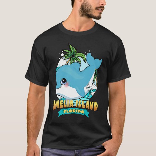 AMELIA ISLAND FLORIDA Cute Baby Dolphin Beach Souv T-Shirt (Vorderseite)