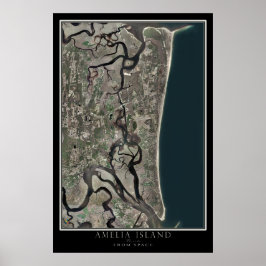 Amelia Island Florida From Space Satellite Map Poster