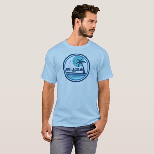 Amelia Island Florida Palm Tree Birds T-Shirt (Vorne ganz)