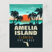 Amelia Island Florida Retro Sunset Souvenirs 80er Postkarte (Vorderseite)