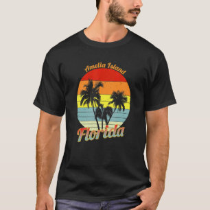 Amelia Island Florida Retro Tropische Palmen T-Shirt