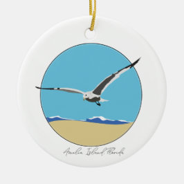 Amelia Island, Florida Sea Gull am Strand Keramik Ornament