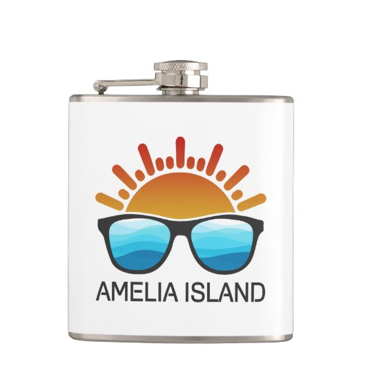 Amelia Island Florida Sonnenbrille Flachmann (Vorderseite)