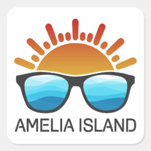 Amelia Island Florida Sonnenbrille Quadratischer Aufkleber