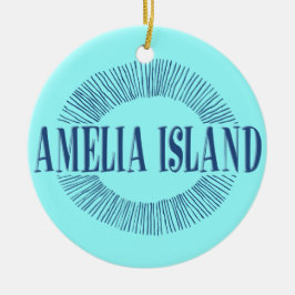 Amelia Island im Blau mit Sonneentwurf Keramik Ornament