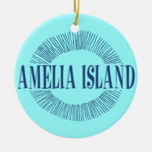 Amelia Island im Blau mit Sonneentwurf Keramik Ornament