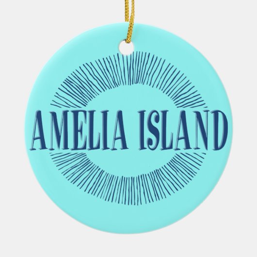 Amelia Island im Blau mit Sonneentwurf Keramik Ornament (Vorne)