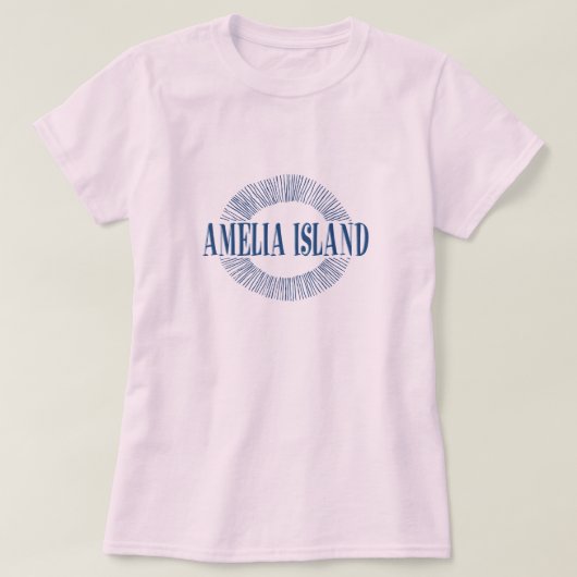 Amelia Island im Blau mit Sonneentwurf T-Shirt (Design vorne)