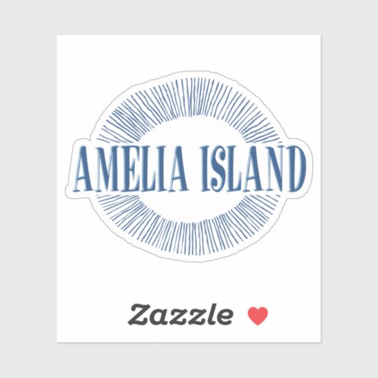 Amelia Island in blau mit Sonnendesign Aufkleber (Blatt)
