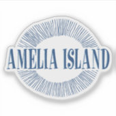 Amelia Island in blau mit Sonnendesign Aufkleber (Vorderseite)